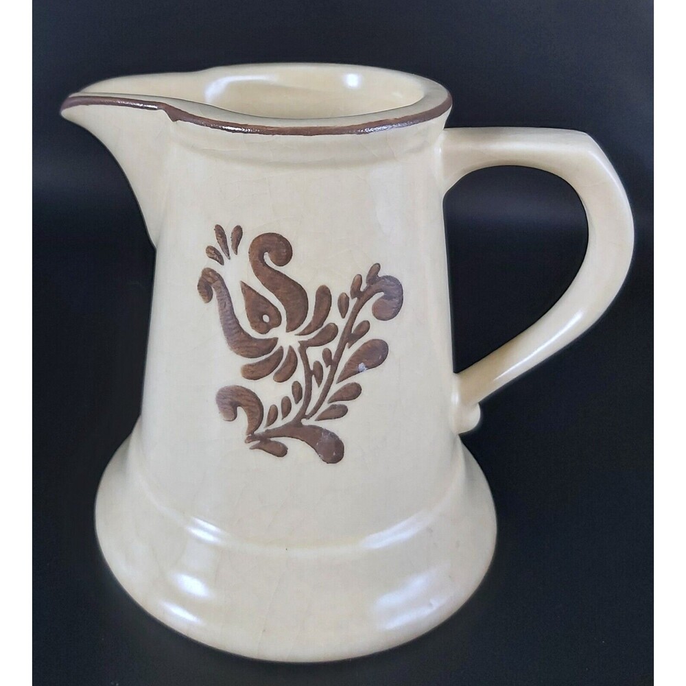 Pfaltzgraff Village Creamer  Brown on Cream Stoneware Excellent Condition